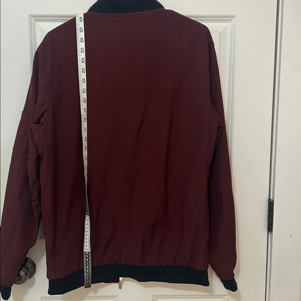 SHEIN Men's Burgundy Bomber Jacket size large